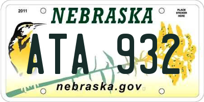 NE license plate ATA932
