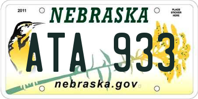 NE license plate ATA933