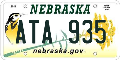 NE license plate ATA935