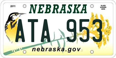 NE license plate ATA953