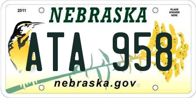 NE license plate ATA958