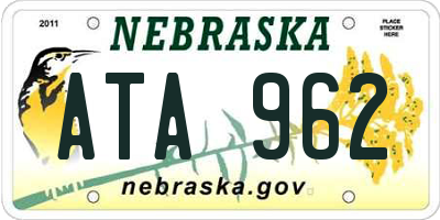 NE license plate ATA962