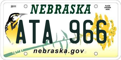 NE license plate ATA966
