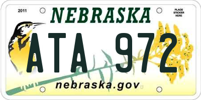 NE license plate ATA972