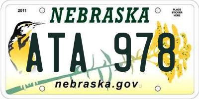 NE license plate ATA978