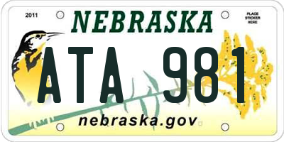 NE license plate ATA981