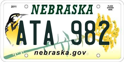 NE license plate ATA982