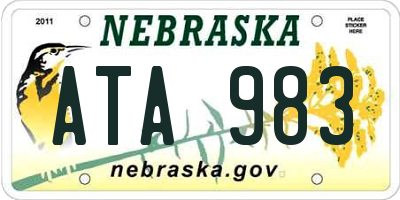 NE license plate ATA983