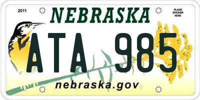 NE license plate ATA985