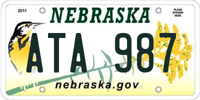 NE license plate ATA987