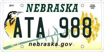 NE license plate ATA988