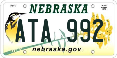 NE license plate ATA992