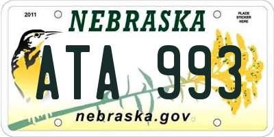 NE license plate ATA993