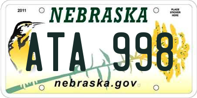 NE license plate ATA998