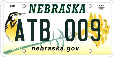 NE license plate ATB009