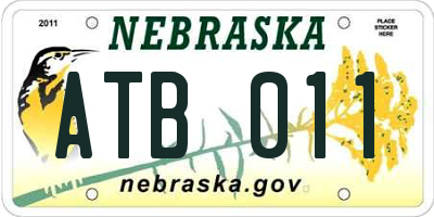 NE license plate ATB011