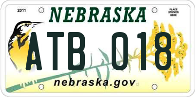 NE license plate ATB018