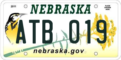 NE license plate ATB019