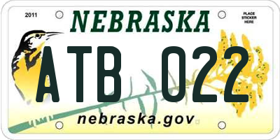 NE license plate ATB022