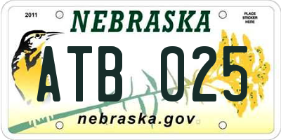NE license plate ATB025