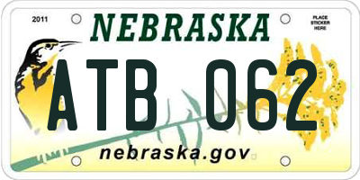NE license plate ATB062