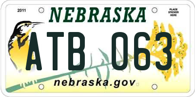 NE license plate ATB063