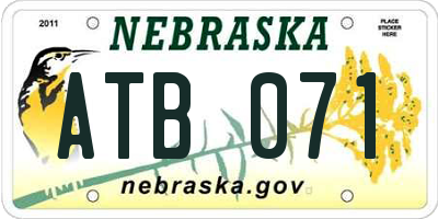 NE license plate ATB071