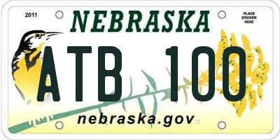 NE license plate ATB100