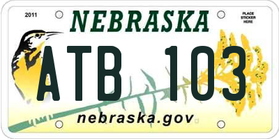 NE license plate ATB103