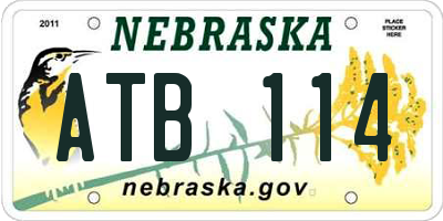 NE license plate ATB114