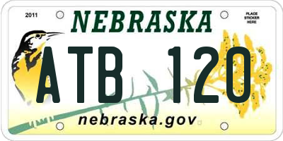 NE license plate ATB120