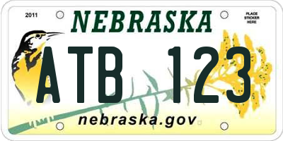 NE license plate ATB123
