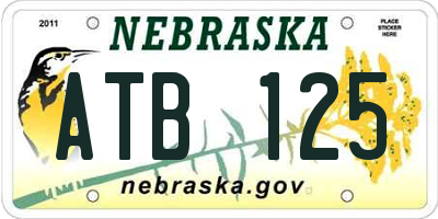 NE license plate ATB125