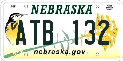 NE license plate ATB132