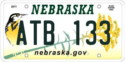 NE license plate ATB133