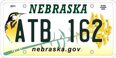 NE license plate ATB162