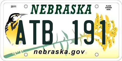 NE license plate ATB191