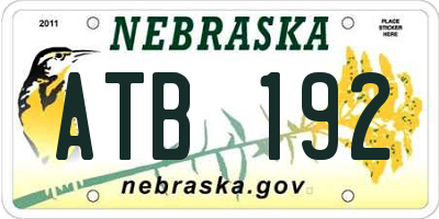 NE license plate ATB192