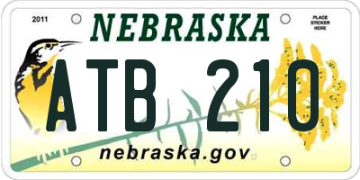 NE license plate ATB210