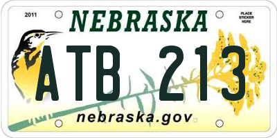 NE license plate ATB213