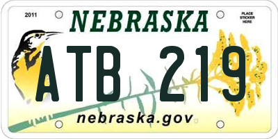 NE license plate ATB219