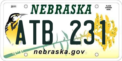 NE license plate ATB231