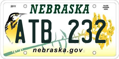 NE license plate ATB232