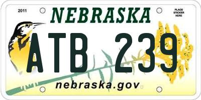 NE license plate ATB239