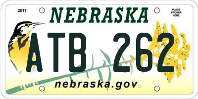 NE license plate ATB262