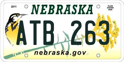 NE license plate ATB263