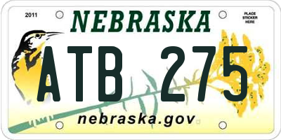 NE license plate ATB275