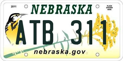 NE license plate ATB311