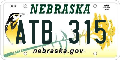 NE license plate ATB315