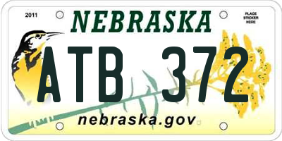 NE license plate ATB372